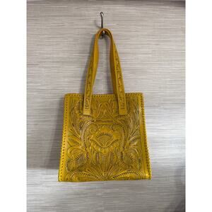 Alejandro Yeo Yellow Embossed Leather Tote Bag